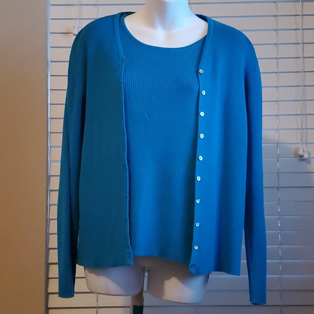 Cotton cardigan with top set